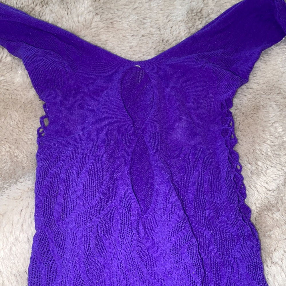 Purple cut out mesh dress